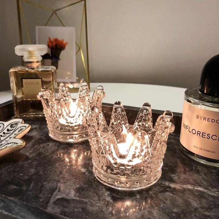 キャンドルホルダー ガラス 王冠 キャンドルスタンド 北欧 おしゃれ