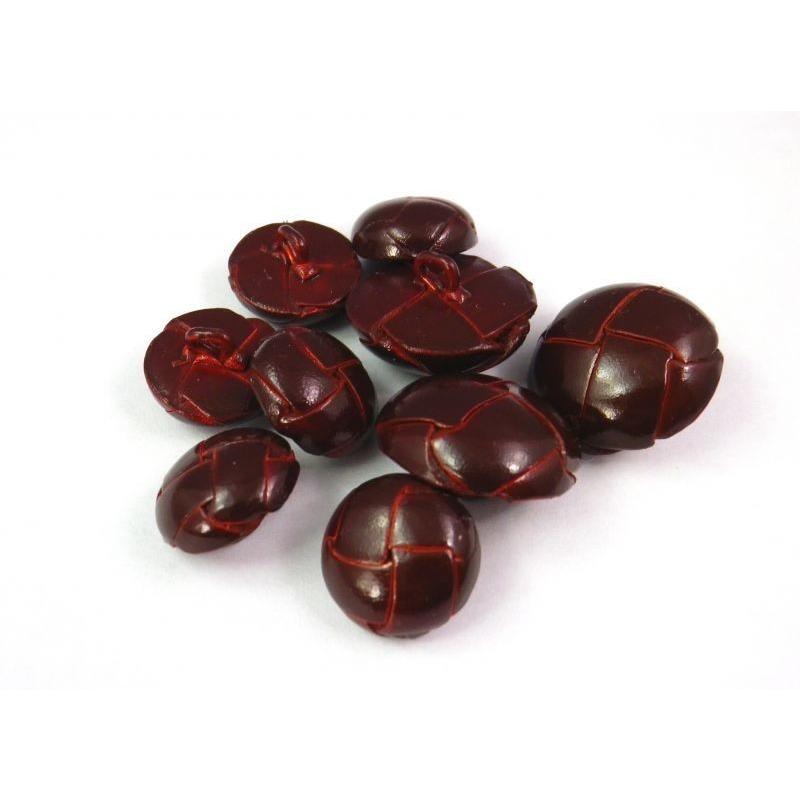 皮ボタン 革ボタン ツヤ有 高級な金属足 茶色 お得なジャケット1着分