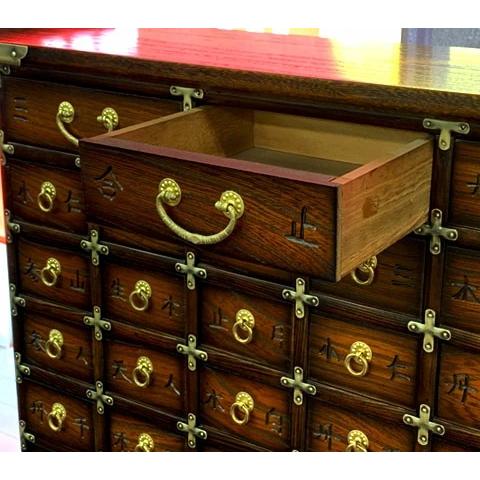 特価！アンティーク調ブラウン李朝式 薬箪笥 李朝家具 けやき造り薬