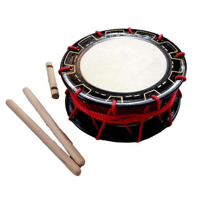 エイサー用 締め太鼓 (大) 水牛皮 直径30cm×高さ11.5cm バチ1本