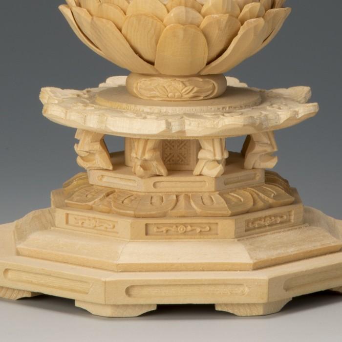 仏像 桧木 阿弥陀如来 立像 八角台座 舟型唐草光背 3.5寸 浄土宗 高さ