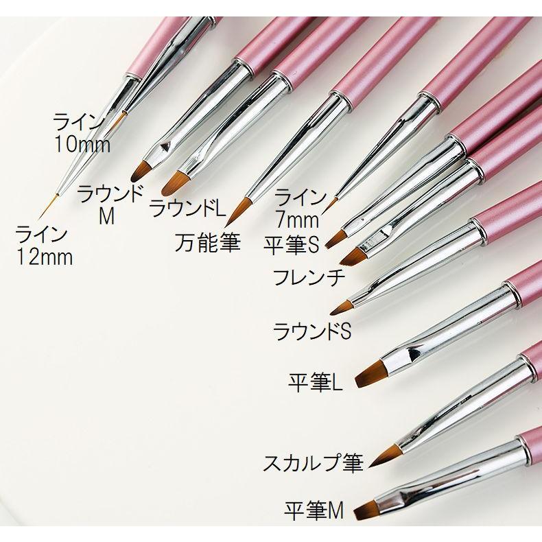 ジェルネイル カラージェル 12種セット 筆 ブラシ ネイルブラシ ネイル