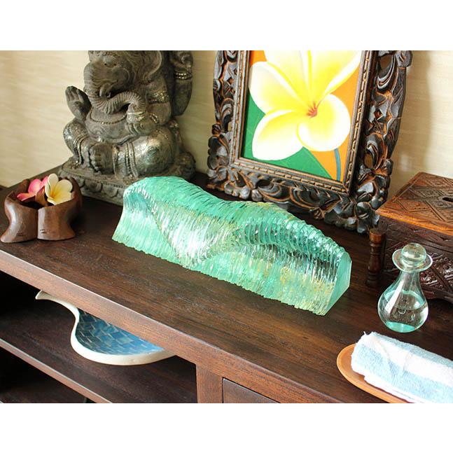 バリガラスの波オブジェ ウェーブ アート ガラス 置物 海 インテリア