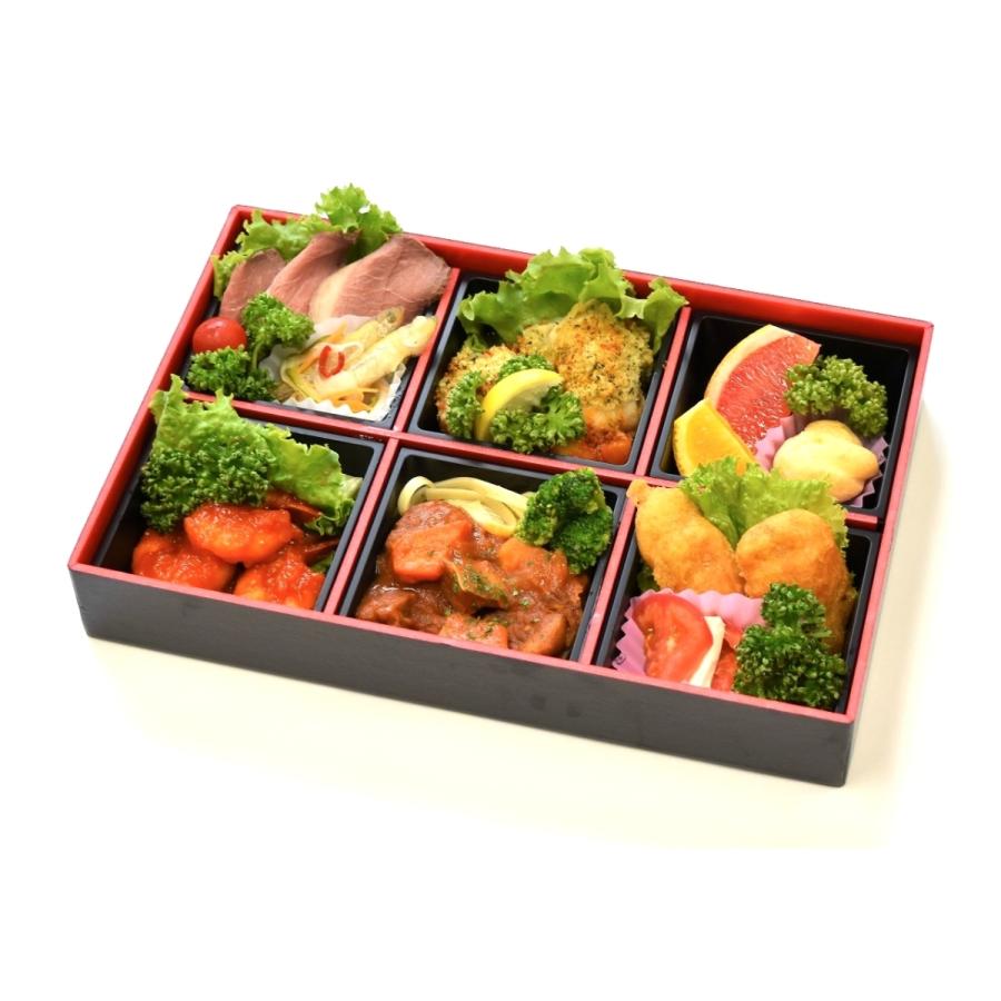 中央化学 テイクアウト 弁当容器 使い捨て WD−松花堂6仕切 赤黒