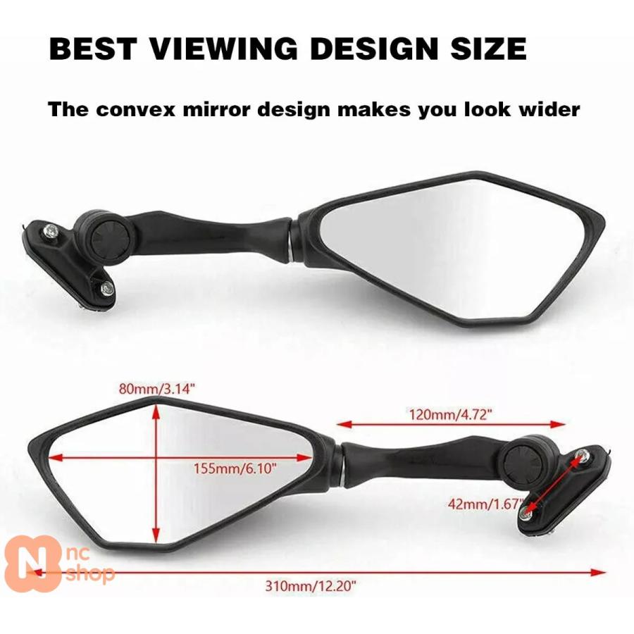 並行輸入品】 バイク折りたたみバックミラー スポーツバイクリアビュー