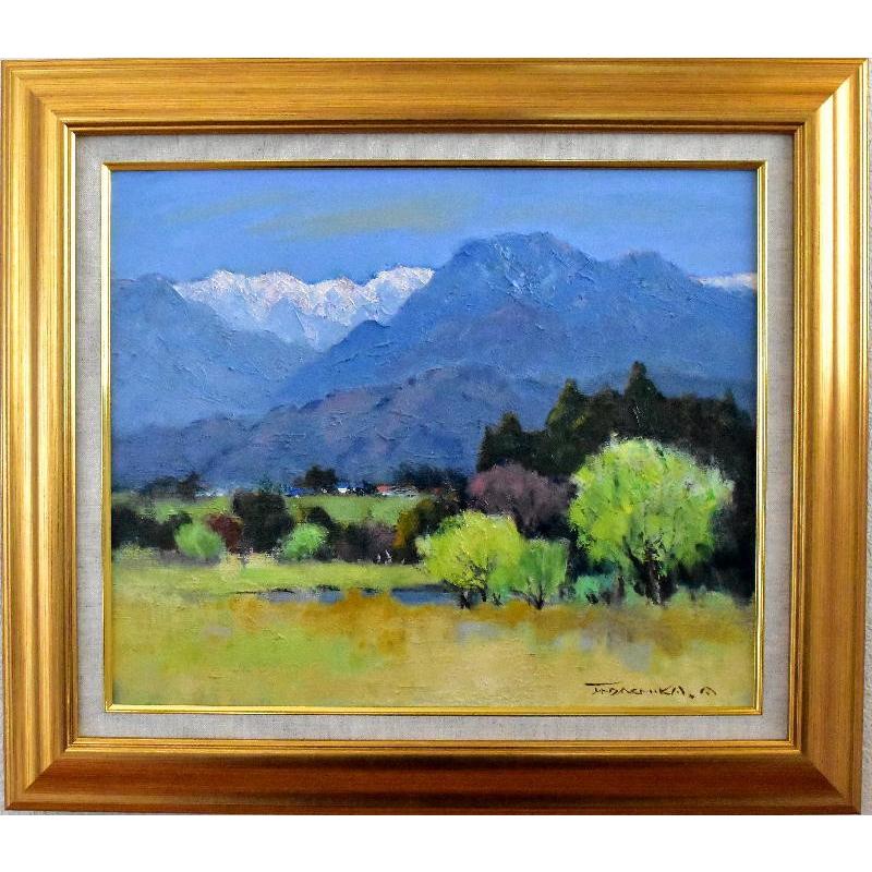 赤羽忠親 「芽吹きの頃（安曇野）」 風景画 油彩 F8号 真作保証 新品