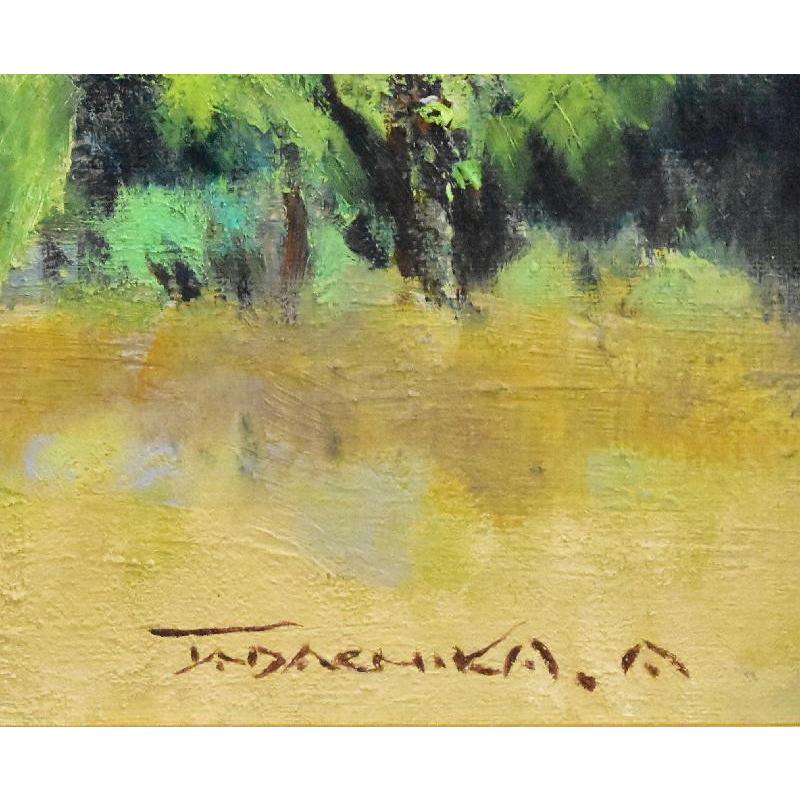 赤羽忠親 「芽吹きの頃（安曇野）」 風景画 油彩 F8号 真作保証 新品