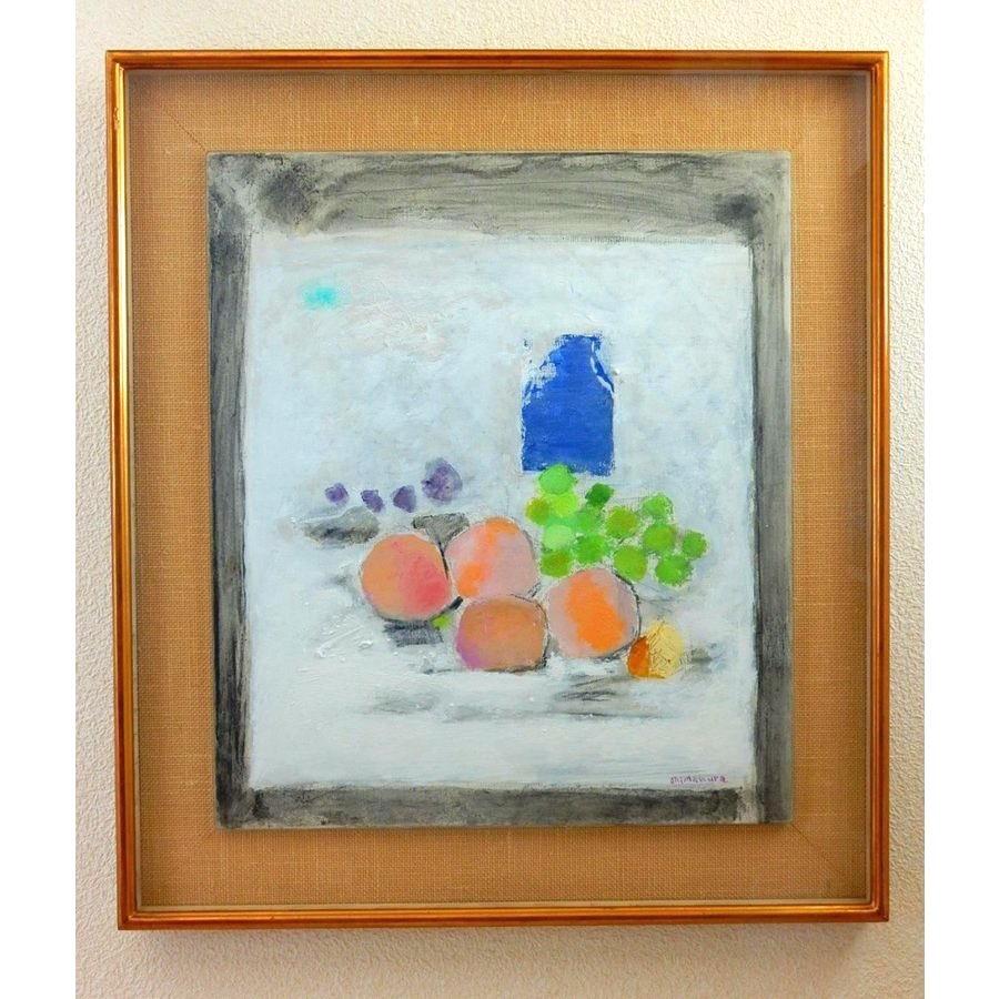 島村達彦 「碧い瓶」 静物画 油彩 F10号 真作保証 独特な白