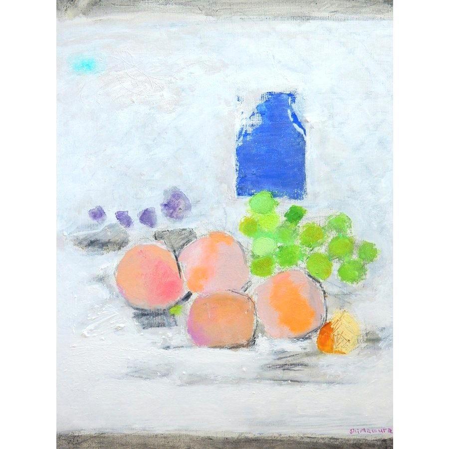 島村達彦 「碧い瓶」 静物画 油彩 F10号 真作保証 独特な白