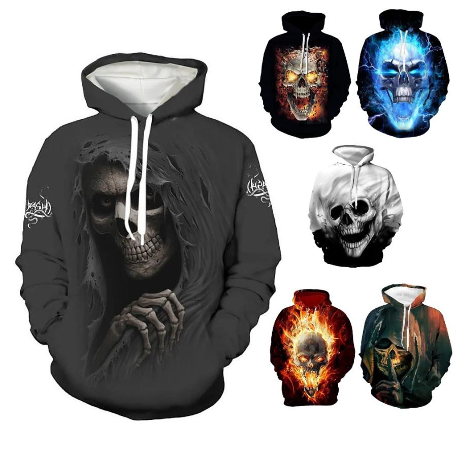 フード付き ドクロ パーカー アウター 防寒 髑髏 骸骨 ガイコツ 骨