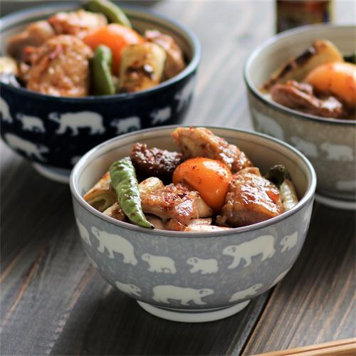 みのる陶器 白くま 軽量4寸お好み丼 グレー オリジナル 2個セット 日本