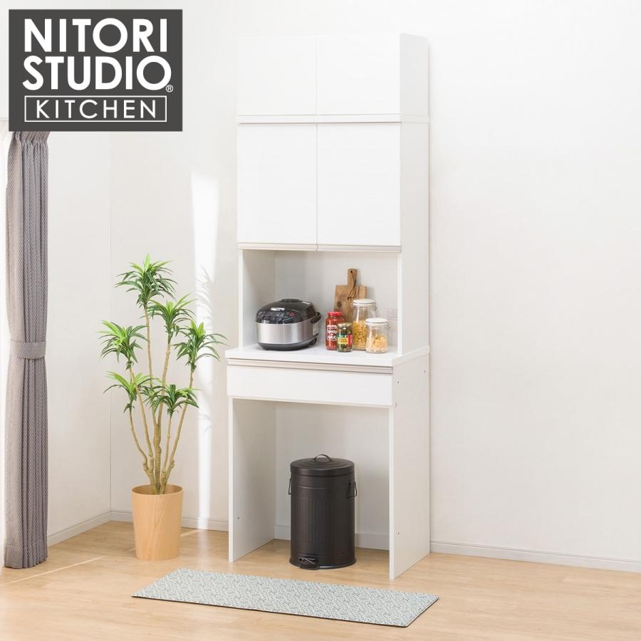 ニトリ（NITORI） 幅80 キッチンボード(上置き付き リガーレ80KB WH