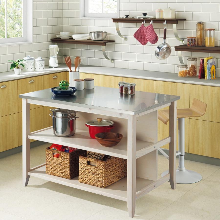 ニトリ（NITORI） ワークテーブル (シナモ12078WH ステン) キッチン