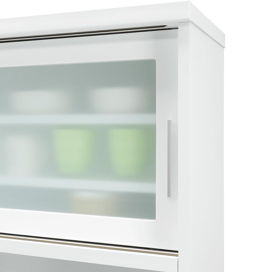 ニトリ（NITORI） 幅80cm 鏡面仕様のキッチンボード 引戸タイプ（WH