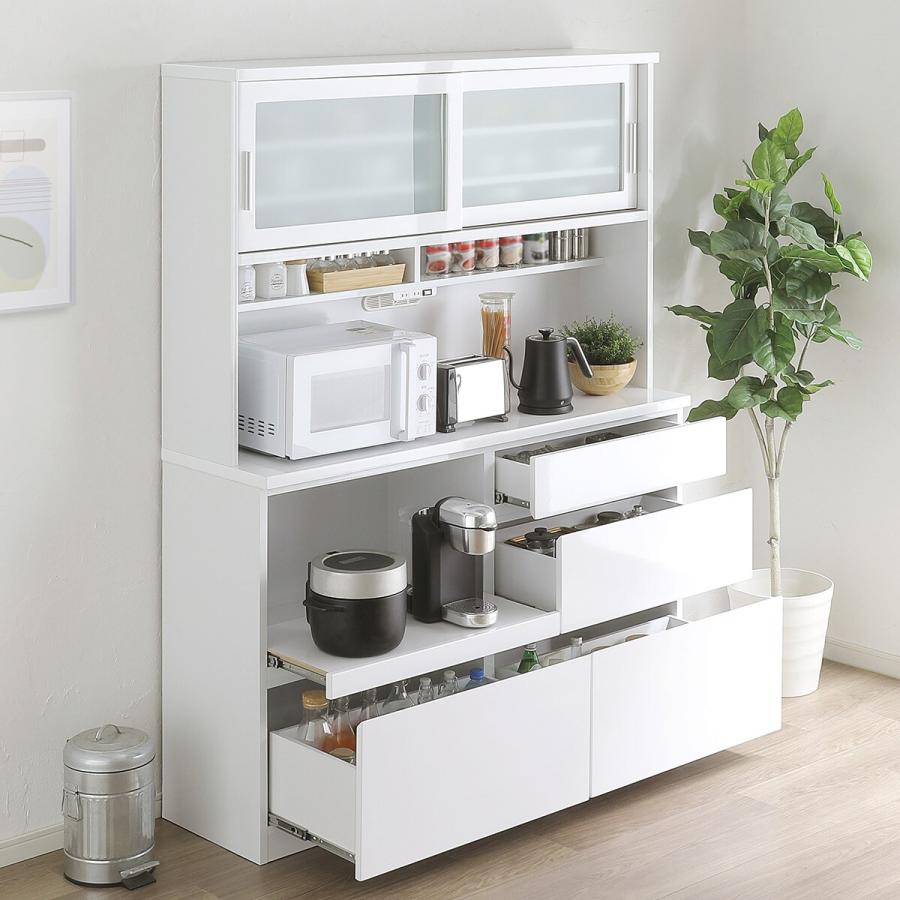 ニトリ（NITORI） 幅140cm 鏡面仕様のキッチンボード 引戸タイプ（幅