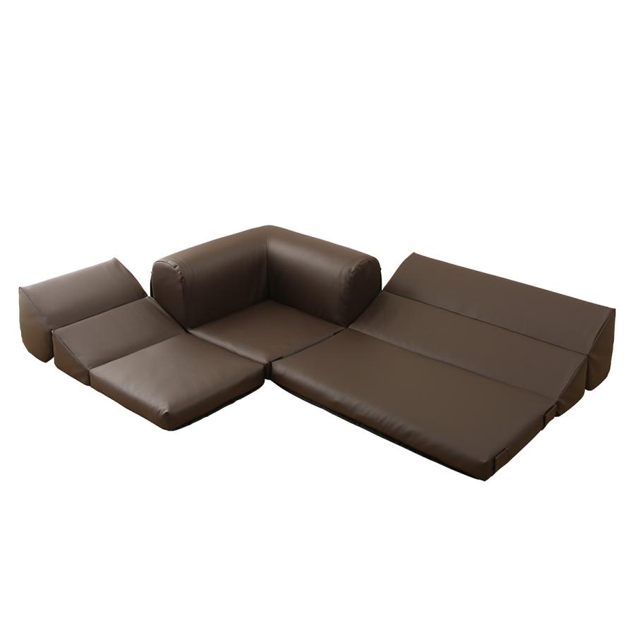 ニトリ（NITORI） ポケット付きロータイプコーナーソファ3点セット 3人