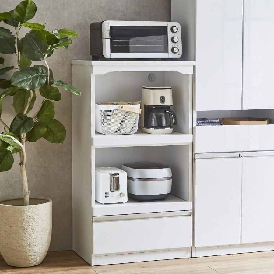 ニトリ（NITORI） 鏡面仕様レンジ台（幅60cmcm WH）食器棚 カップ