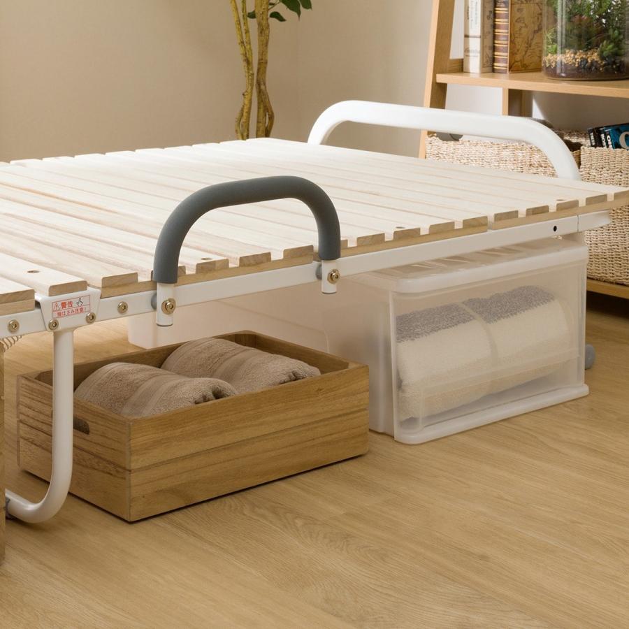 ニトリ（NITORI） シングル 折りたたみ桐すのこパイプベッド (BLNC