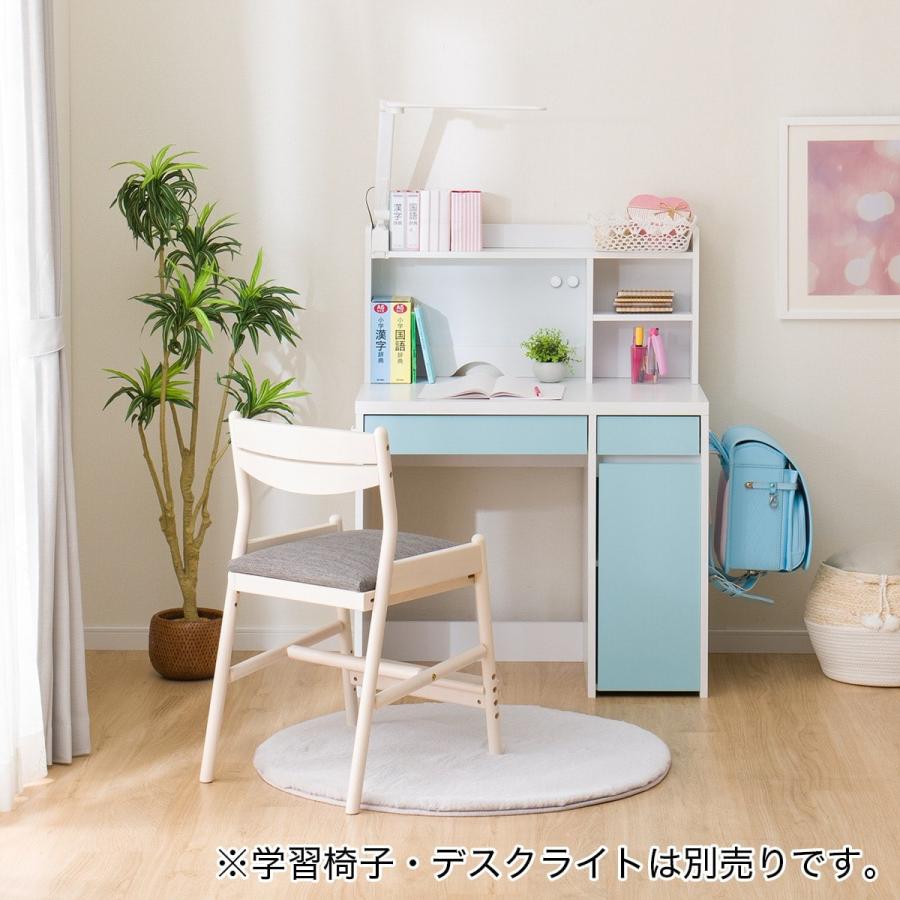 ニトリ（NITORI） デスク+上棚セット(ES23 WH/BL) 学習机 学習デスク