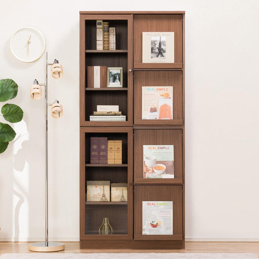 ニトリ（NITORI） フラップ扉 本棚(ビブリオGD80 MBR) 書棚 ラック