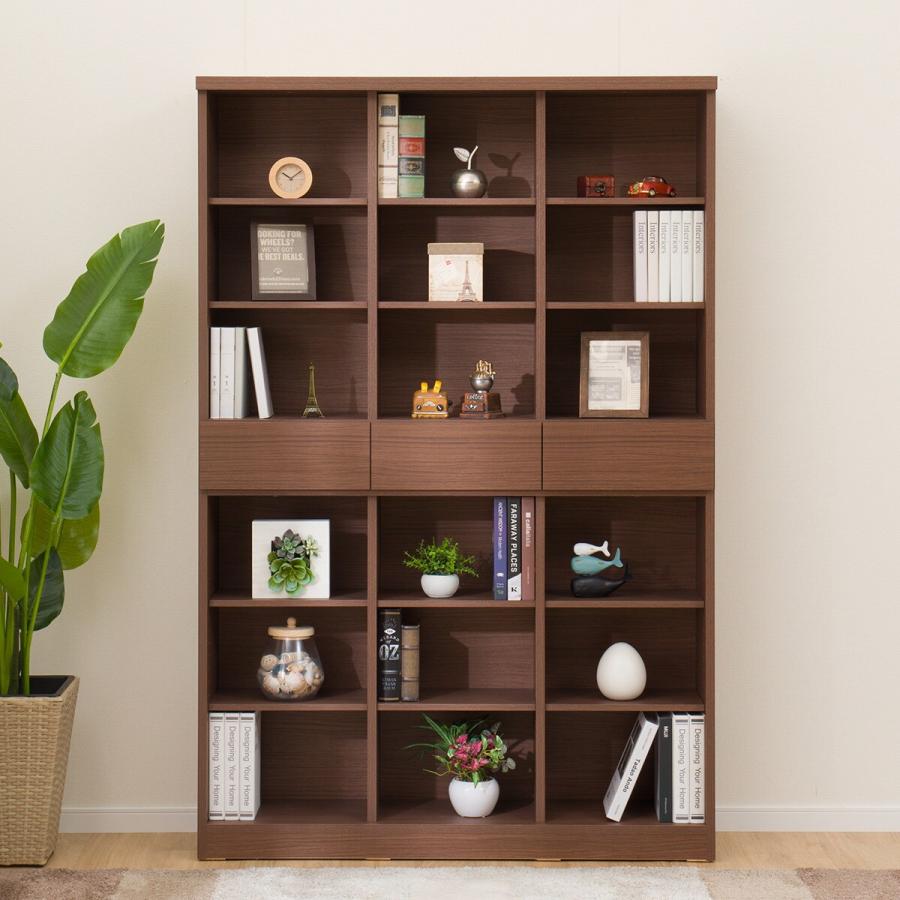 ニトリ（NITORI） オープン本棚(120 BS008 MBR) 引き出し付き 書棚