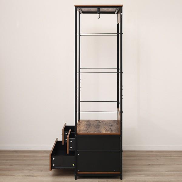 ニトリ（NITORI） ハンガーラックセット(Nステイン1880BR/追加引出し