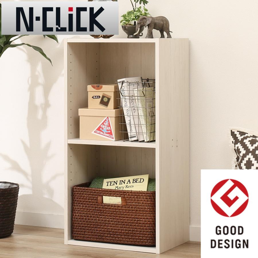 Nクリック 簡単組立て カラーボックス ボックス レギュラー2段