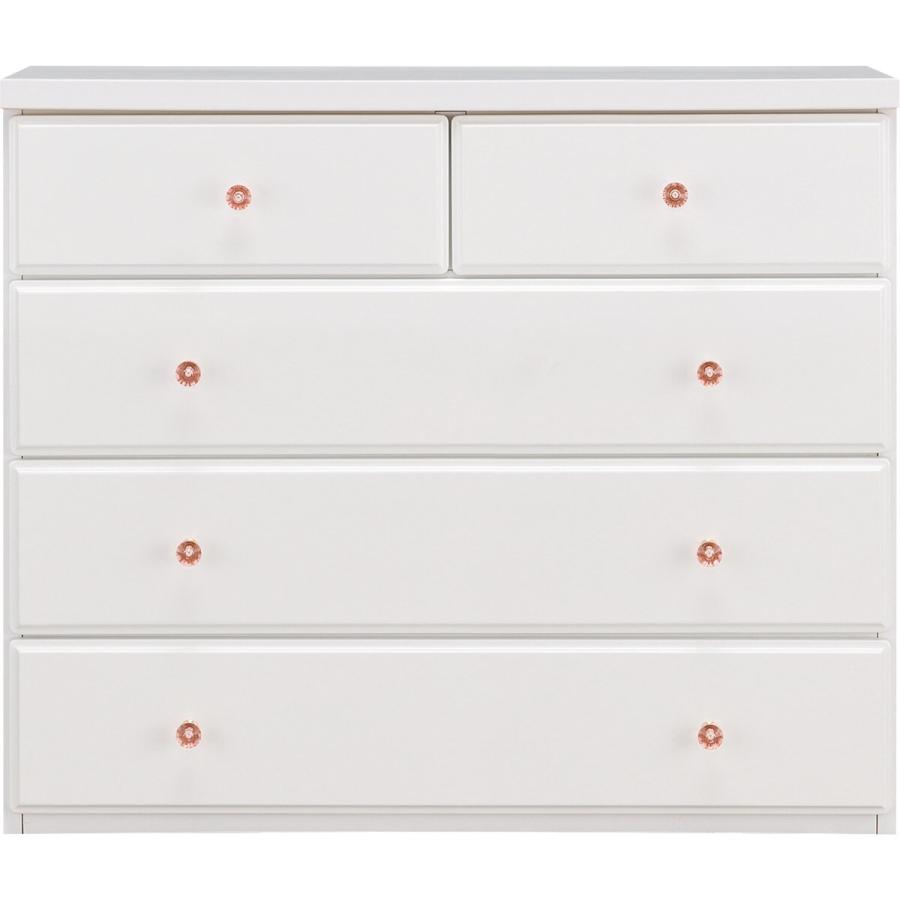 ニトリ（NITORI） ローチェスト(TA90WH 取っ手ピンク) タンス たんす