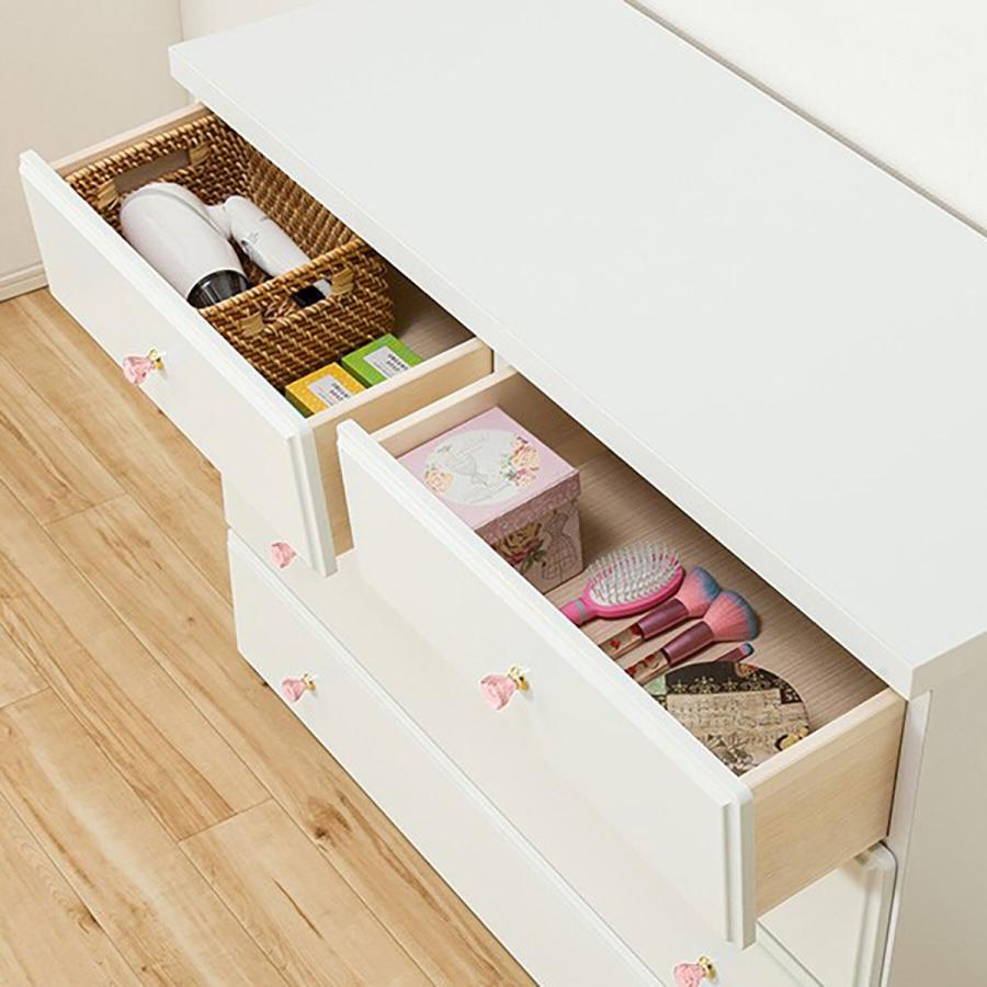 ニトリ（NITORI） ローチェスト(TA90WH 取っ手ピンク) タンス たんす