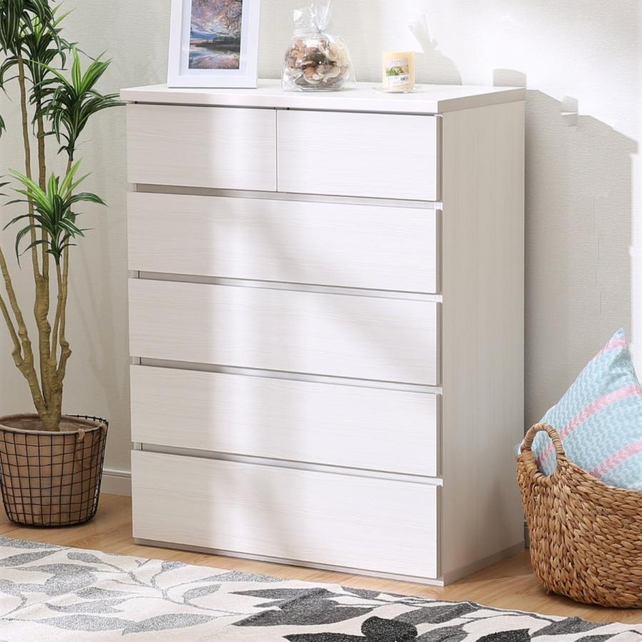 ニトリ（NITORI） チェスト 白 コンパクト たんす (エレアK 80 WH 5段