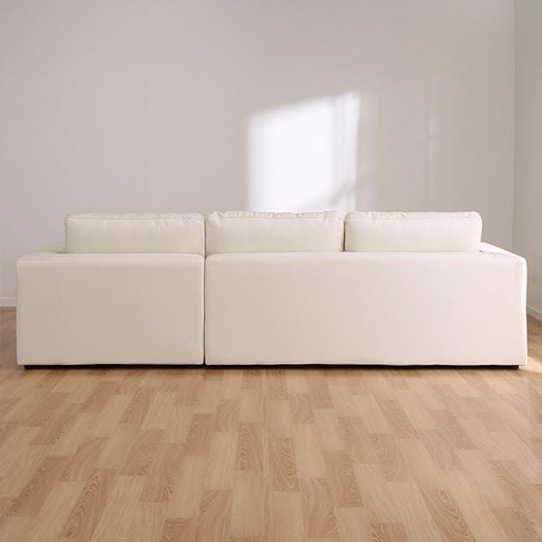 ニトリ（NITORI） ソファー カウチソファ (ダブルライン3LC 革WH) 3人