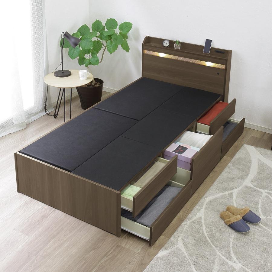 ニトリ（NITORI） シングル 豊富な収納力のチェストベッド (ダーク