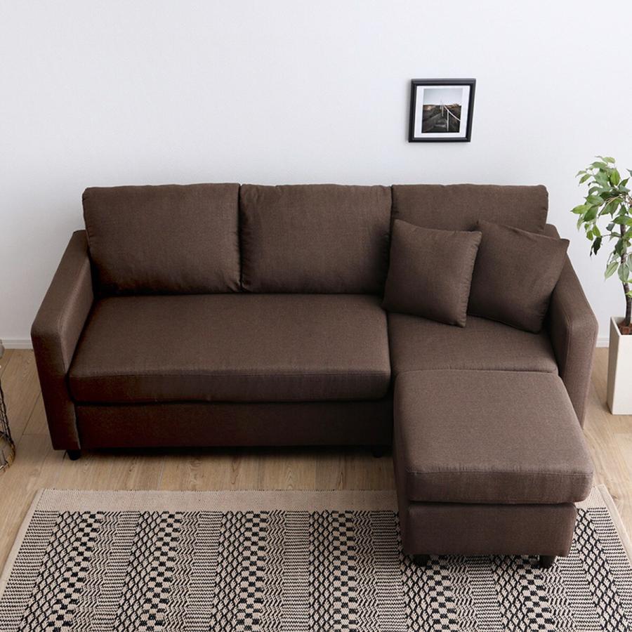 ニトリ（NITORI） カウチソファ (HT 3P DBR) ソファー ソファ 3人掛け