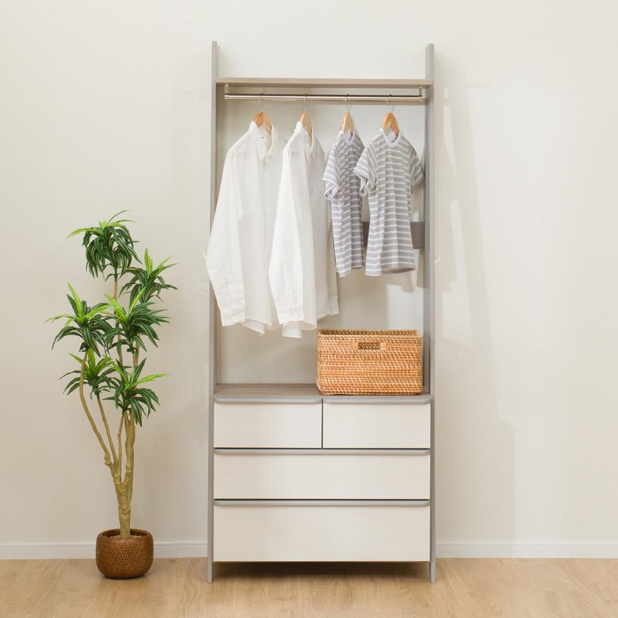 ニトリ（NITORI） 収納付きハンガーラック(ニーズ3 84 OP-3段 WW/GY