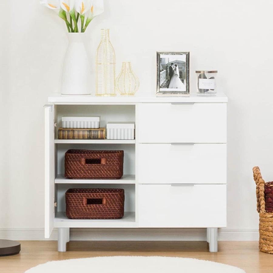 ニトリ（NITORI） サイドボード(エトナ80SBR WH/SI) リビング収納