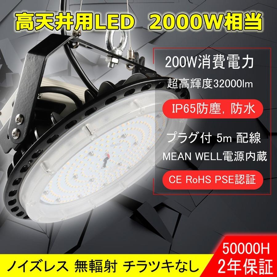 LEDハイベイライト 200W 32000LM 電球色・昼光色 円盤型 UFO型 高天井