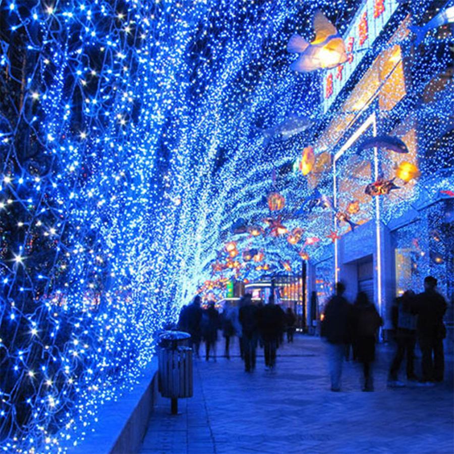 クリスマス イルミネーション LED フォール ライト 青・白 300球（6m）