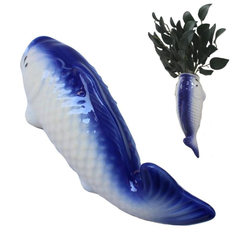 鯉の掛け花 青 陶器製 鯉 花瓶 壁掛け式 : 二宮仏壇 - 通販 - Yahoo