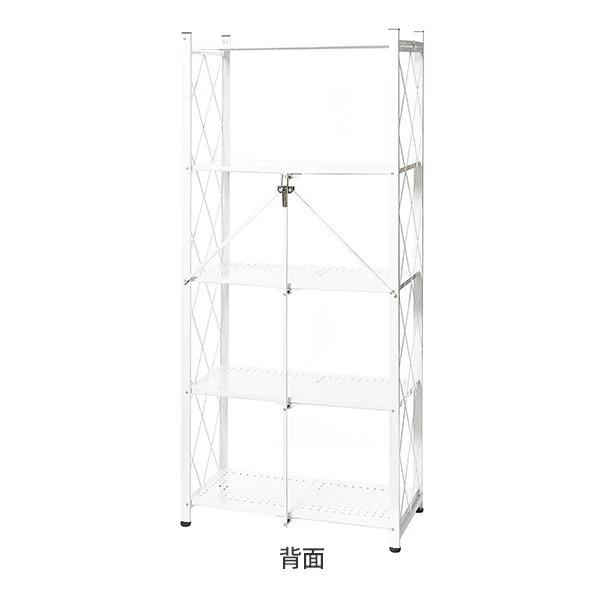 折りたたみ シェルフ スチール オープンラック 棚 5段 ホワイト ラック