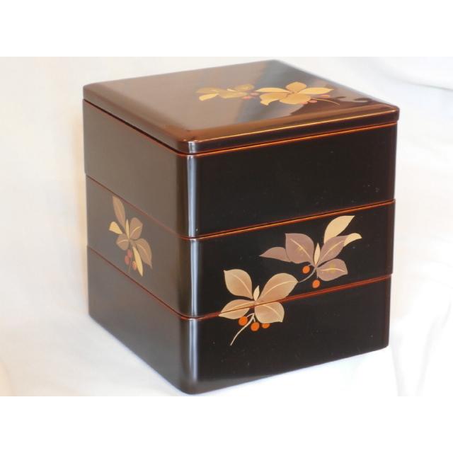 和食器 会津漆器 お重 木製 6.0寸 三段重箱 漆塗り やぶこうじ 溜内朱