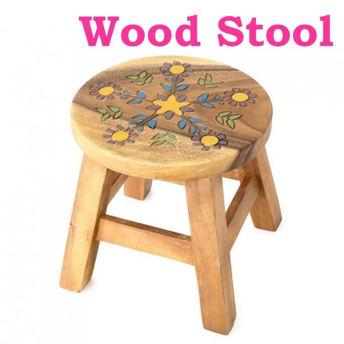 ウッドスツール ラウンドスツール ブロッサム おしゃれ 花 フラワース