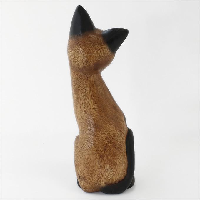 木彫 首かしげネコ 置物 飾り 木彫り ねこ ネコ 猫 かわいい 木 木製