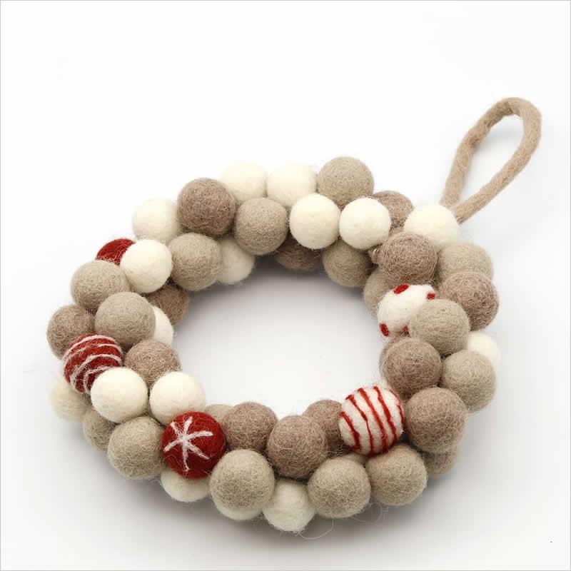 ネパールフェルト リース ポンポン インテリア X'mas クリスマスリース