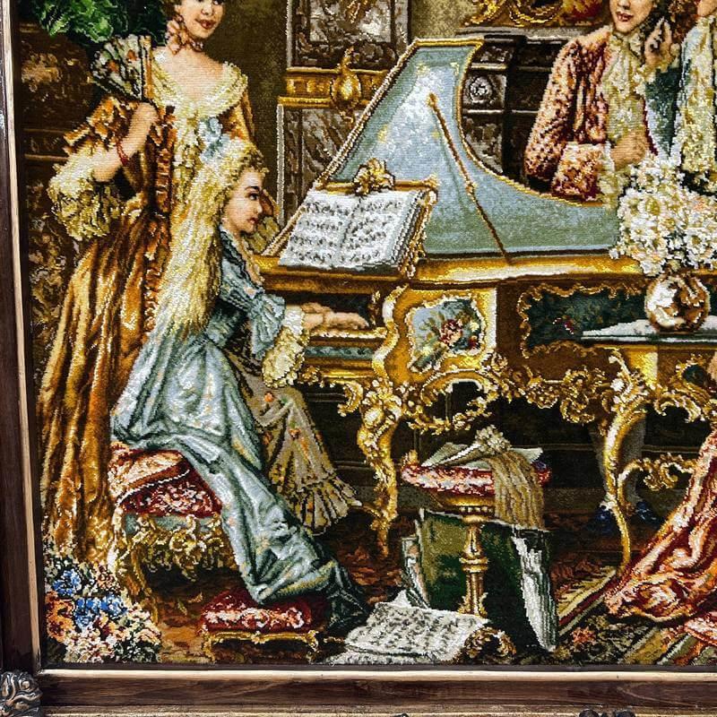 ペルシャ絨毯 イラン・タブリーズ絵画 125×98cm(額縁込) 手織り 絵画