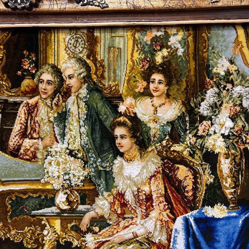 ペルシャ絨毯 イラン・タブリーズ絵画 125×98cm(額縁込) 手織り 絵画