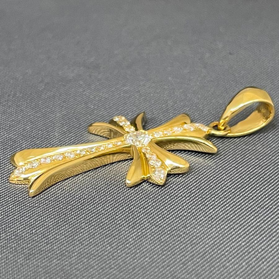 K18 クロス30 イエローゴールド ペンダントトップ 0.2ct G SI2 GOOD