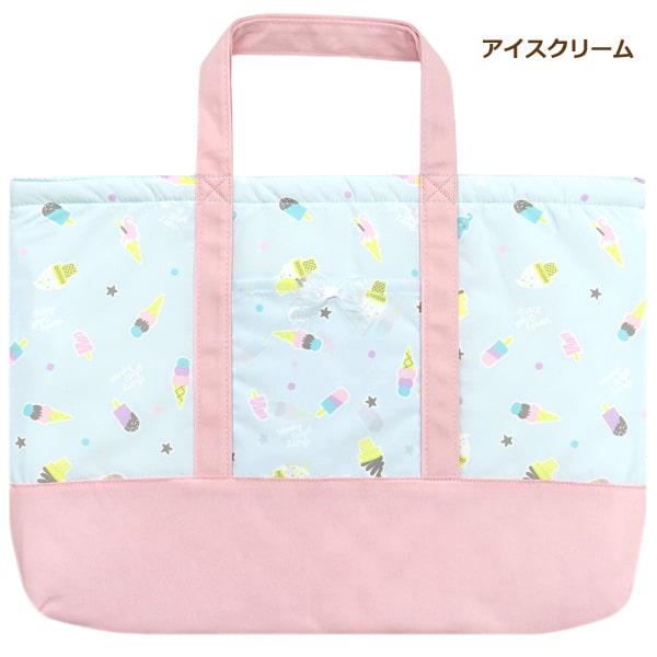 レッスンバッグ 女の子 切替柄059 チェック チェリー フラワー アイス