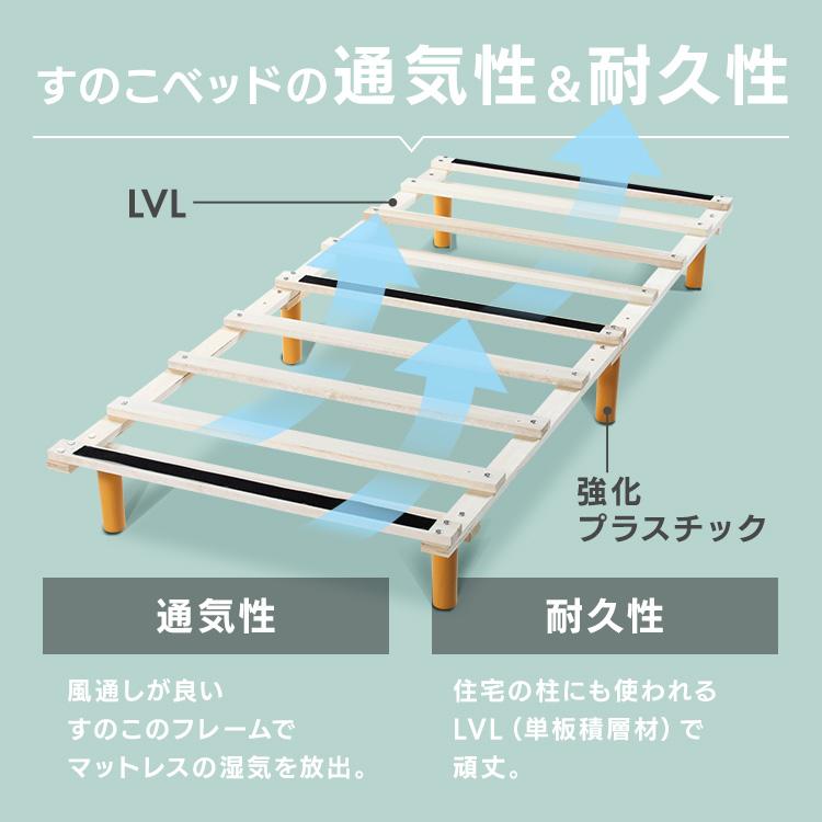 脚付きマットレス シングル ベッド マットレス付き すのこベッド