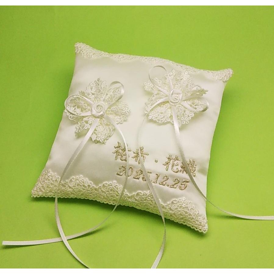 リングピロー 刺繍 完成品 名前 日付入り : サムシングフォー Yahoo!店