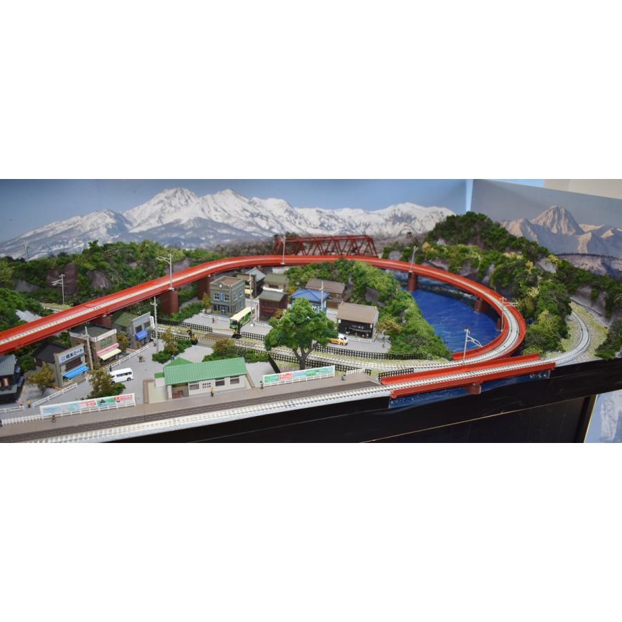 鉄道模型 ジオラマレイアウト Nゲージ用 単線150x65cm 川のある町8の